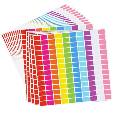 2800 Pieces 10 Color Color Coding Labels Rectangle Colored Stickers Assorted Rem