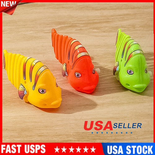 2023 Clockwork Swinging Cartoon Fish Toys, Plastic Wind-Up Wiggle Fish Toys