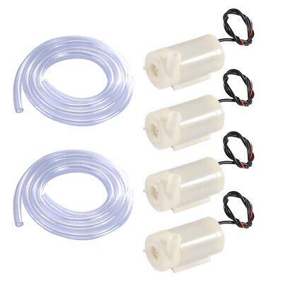 4Pcs DC 3-5V Micro Submersible Mini Water Pump with 2pcs Clear Vinyl Tubing F...