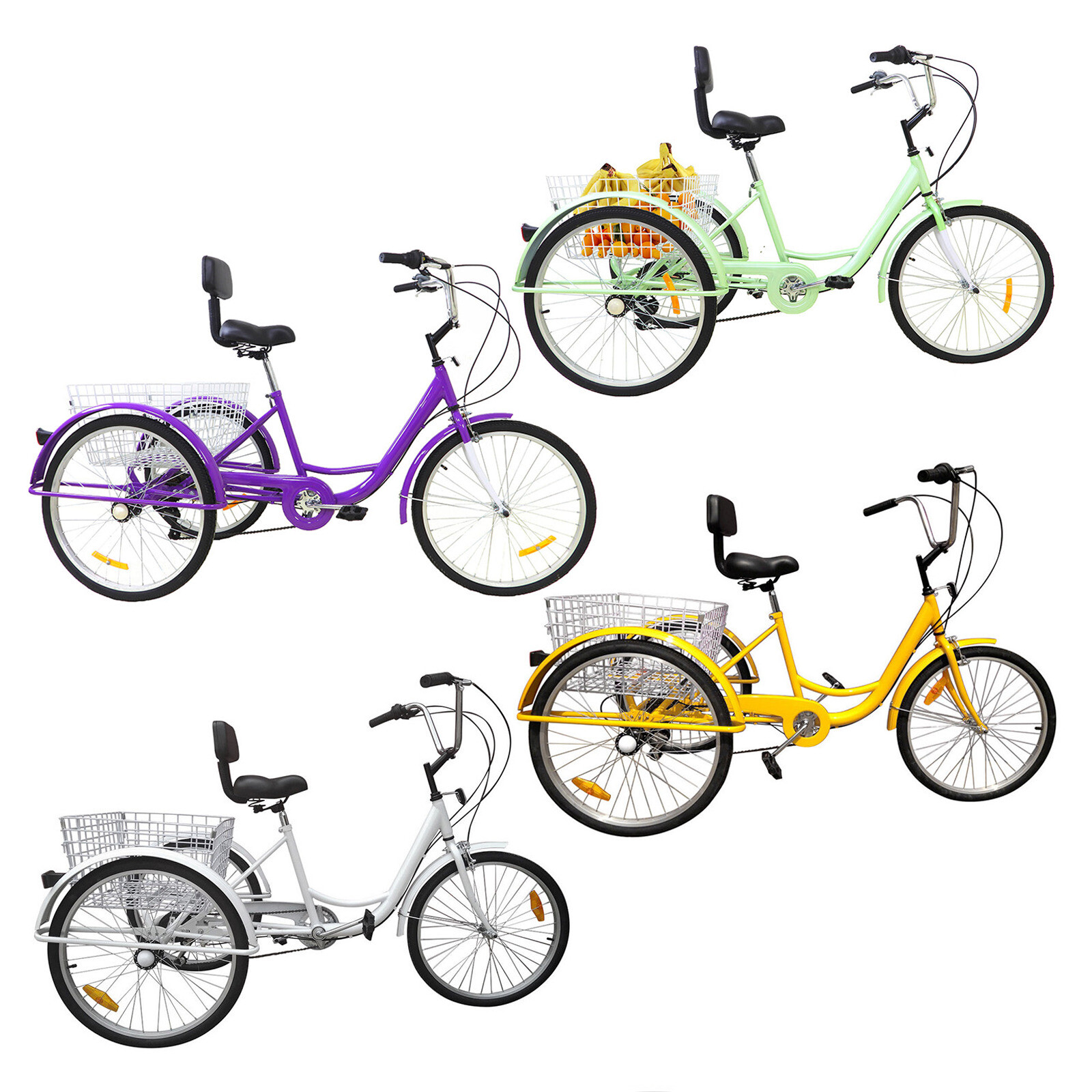 NEW 7-Speed 24" Adult 3-Wheel Tricycle Cruise Bike Bicycle With Basket