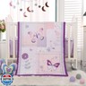 Wowelife Mini Girl Crib Bedding Set, Butterfly Baby Girl Nursery Bedding Set, Premium Purple Baby Bed Bedding Set, Baby Girl Cot Bed Set Include Quilted Comforter, Crib Skirt and Sheet,Purple