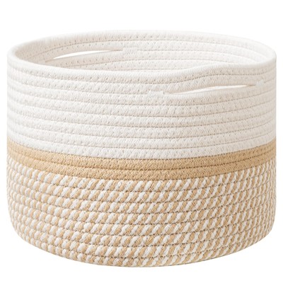 Small Basket for Organizing, Round Woven Basket With Handles, Small Storage B...
