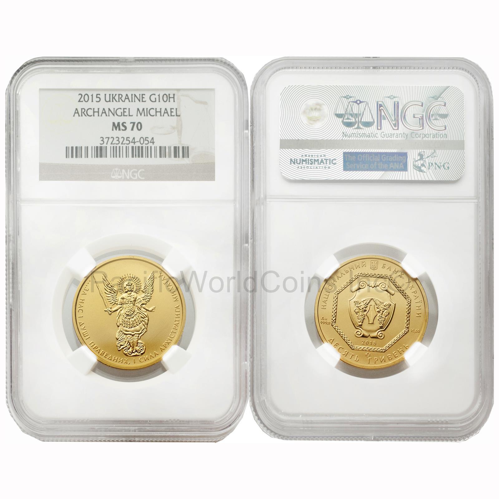 Ukraine 2015 Archangel Michael 1/2 oz 10 Hryven Gold NGC MS70