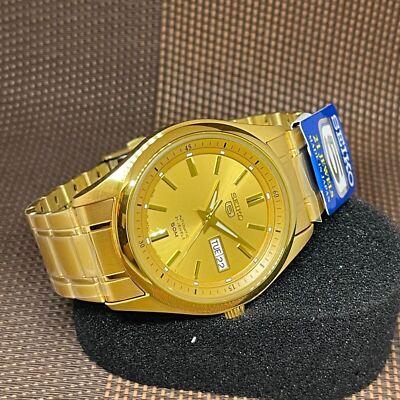 Pre-owned Seiko 5 Snkn96j1 Automatic Gold Tone Made In Japan Analog Men's Casual Watch