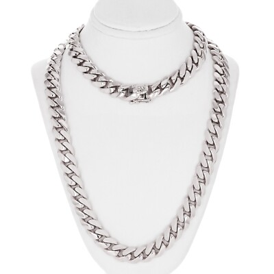 10k White Gold Solid Heavy Miami Cuban Link Chain Necklace 22'' 10mm 142.3 grams