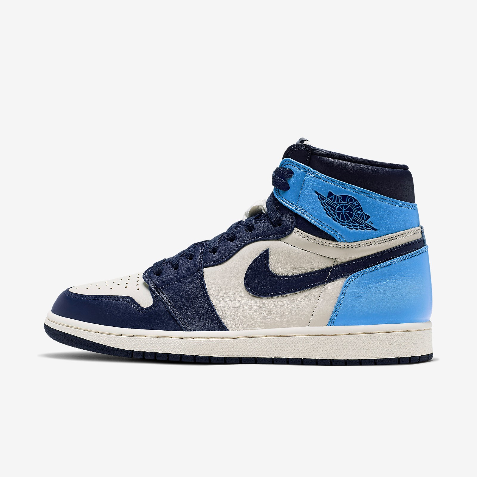 

Мужские кроссовки Jordan 1 Retro High Obsidian UNC 555088-140, Sail/obsidian-university blue, Jordan 1 Retro High Obsidian UNC
