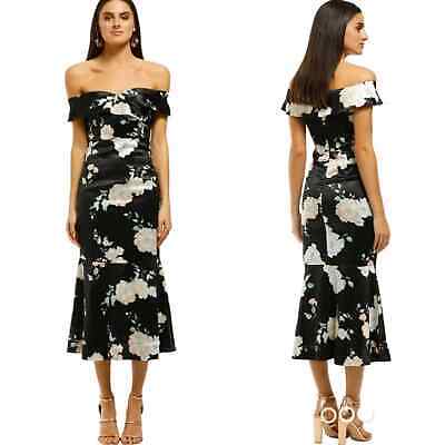 We are Kindred NEW Clover off the Shoulder Dress Black Floral Camellia Size 4