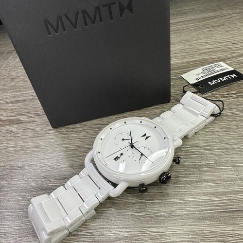 Pre-owned Mvmt New✅ White Ceramic✅ Blacktop Ii 47mm Chronograph Date Watch 28000234