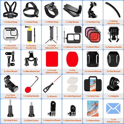 HONGDAK Action Camera Accessories Kit for GoPro Hero 11 10 9 Black, Waterproo...