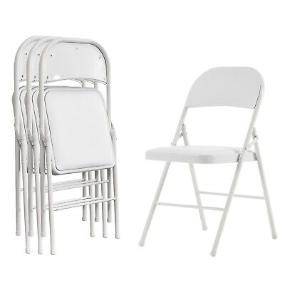 4 Pack Folding Chairs PU Upholstered Padded Seat w/Metal Frame for Home Office
