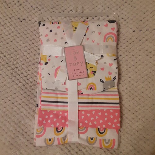 S Girls Pink Zoo Rainbow Stripes Hearts 4 Pack