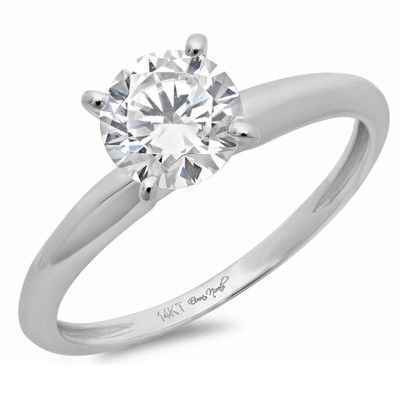 Pre-owned Pucci 1.1ct Round Simulated Diamond Wedding Engagement Anniversary Ring 14k White Gold In White/colorless
