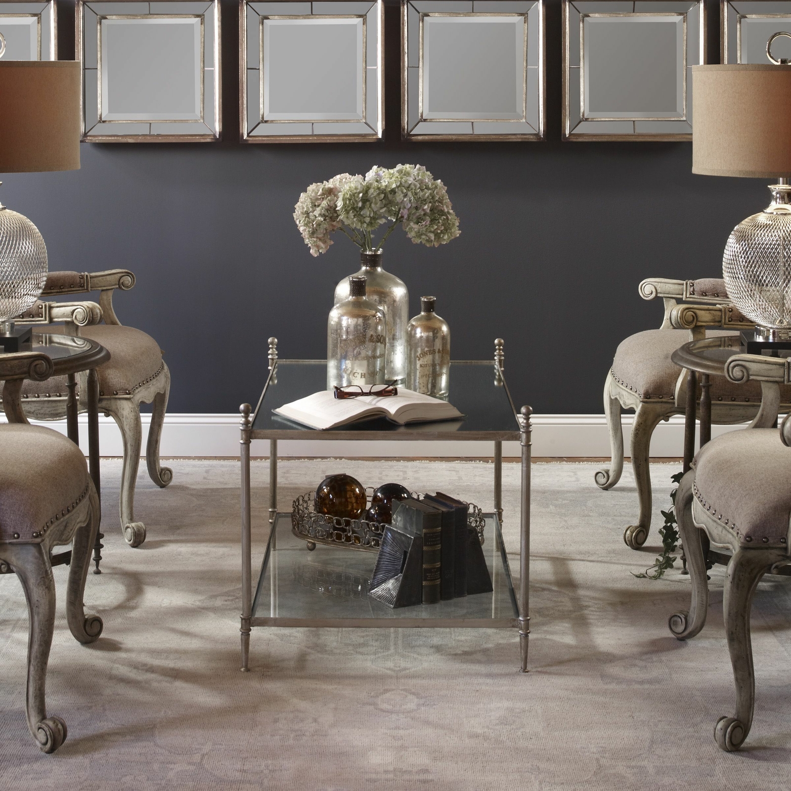 Uttermost Gannon Mirrored Glass Coffee Table 24281 | eBay