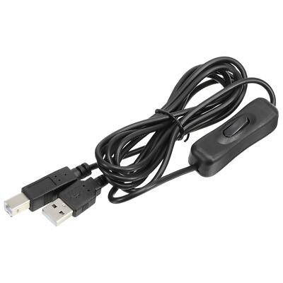 USB Printer Cable with ON/Off Switch 2M USB Male to USB B/M Extension Cord