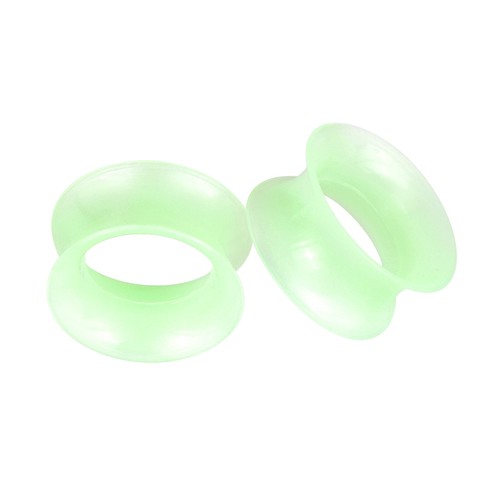 PAIR-ULTRA THIN EAR SKINS TUNNELS-Luminous Silicone Ear Gauges-Soft Ear plugs