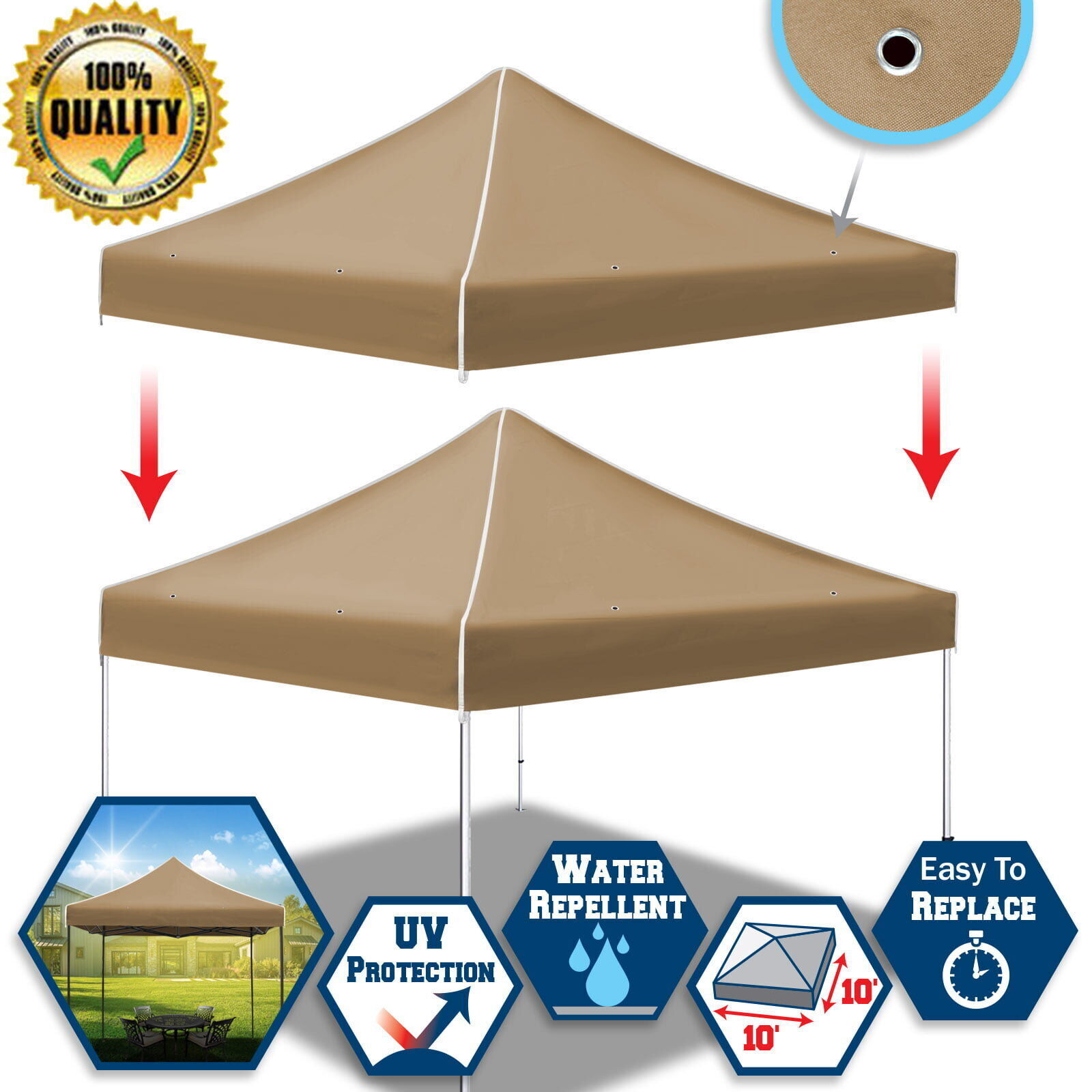 10'x10' Replacement Top Gazebo Sports Outdoors Camping