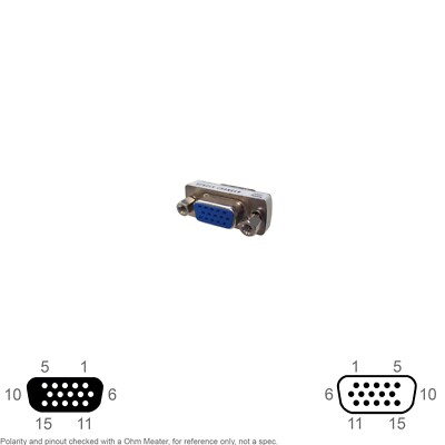 Adapter Video D-Sub VGA HD 15 Pin HD15 Female Male Mini Extender Port Replicator