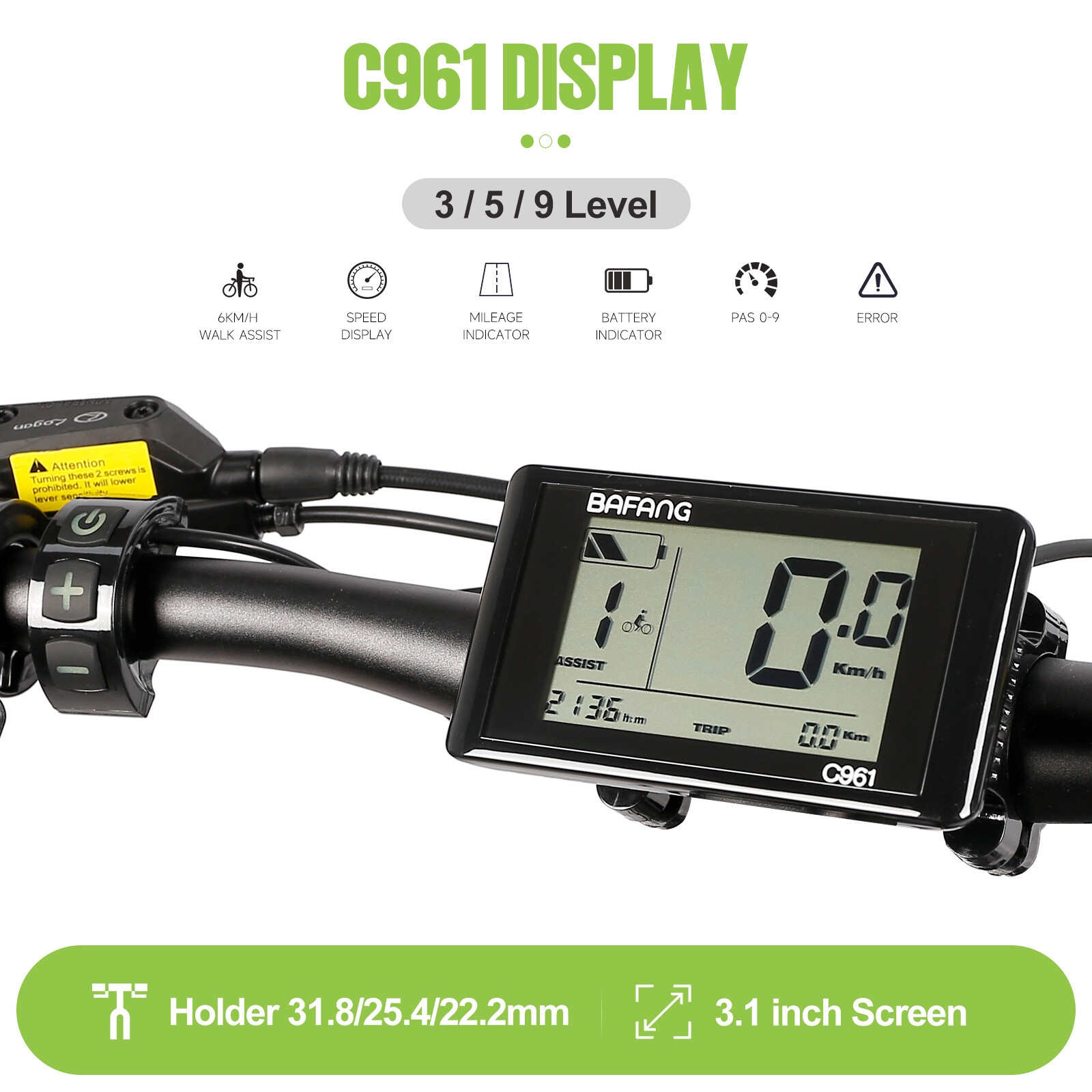 Electric Bike Multi Display C961 P860ML 500C for Bafang BBS HD Mid Drive Motor