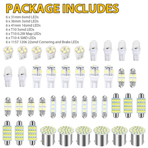 42pc LED Interior Lights Bulb Kit Dome License Plate Lamp 6000K for Honda Toyota