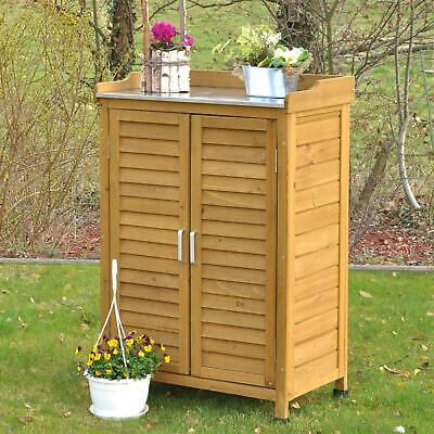 Holz Gartenschrank Geräteschrank Pflanztisch Terrasse Garten Balkon 102 x 66 cm