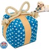 PUPROAR Birthday Gift Box Dog Toy – Cute Birthday Gift for Dogs, Plush Squeaky Present with Rope Bow, Fun Birthday Toy for Puppies