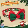 azuza Christmas Dog Collar Santa Print Xmas Pet Collar with Removable Red and Green Bowtie, Adjustable Dog Collar Accessories for Small Dogs