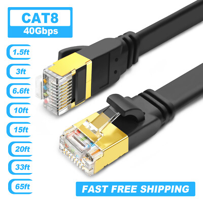 Cat 8 Ethernet Cable 40Gbps RJ45 Patch Super Speed LAN Network Gold Plated Lot