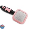 PETPAWJOY Slicker Brush for Dogs - Gently Cleaning Pin Brush for Shedding, Small Dogs, Puppy, Yorkie, Poodle, Rabbits, Cats - Pink