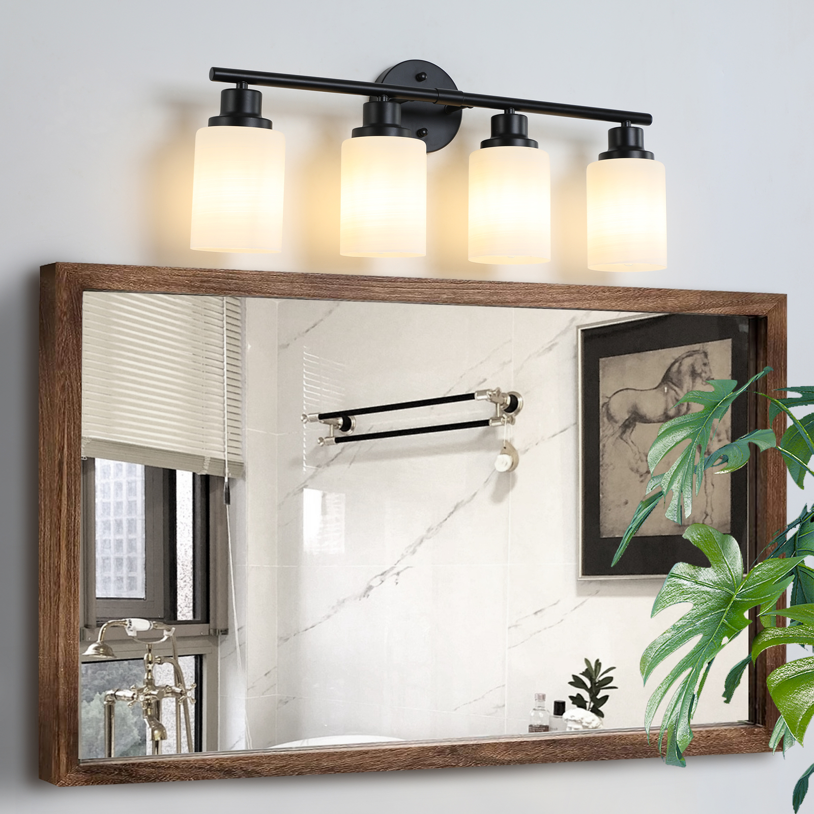 4 Lights LED Black Modern Vanity Light For Bathroom Mirror Wall Lamp Fixture
