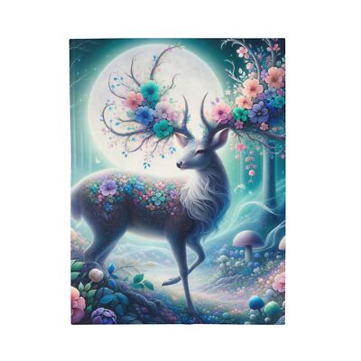 Velveteen Plush Blanket Mystical Deer Enchanted Forest Art
