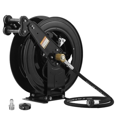 Auto-Retractable Pressure Washer Hose Reel, 50FT x 3/8" Heavy Duty Steel Powe...