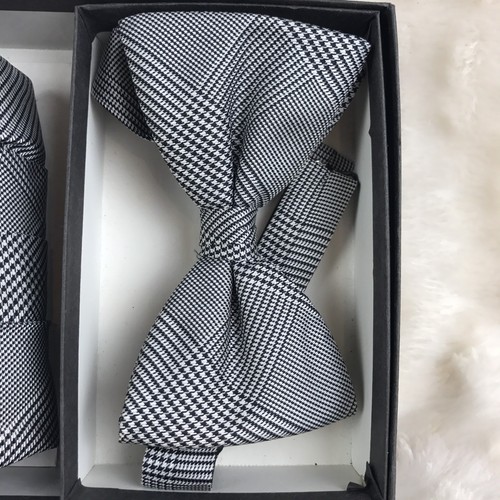 Cummberbund & Adjustable Bow Tie Set Black & White Mens Formal