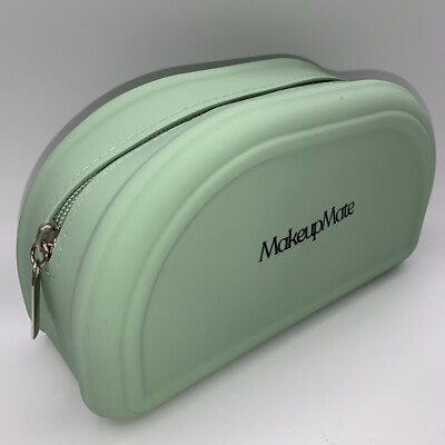 Silicone makeup bag, brush holder, waterproof, toiletry organizer, travel, Green