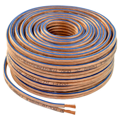 Car Home Audio Speaker Wire Transparent Clear Cable 12AWG 50ft 12/2 Gauge