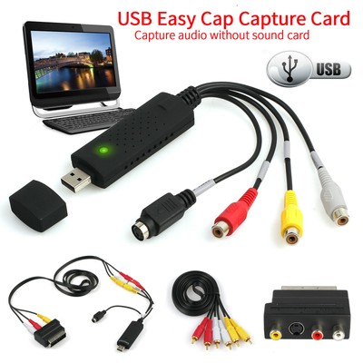 USB VHS To DVD Audio Video Converter Adapter Full Scart Capture Kit RCA Cable US