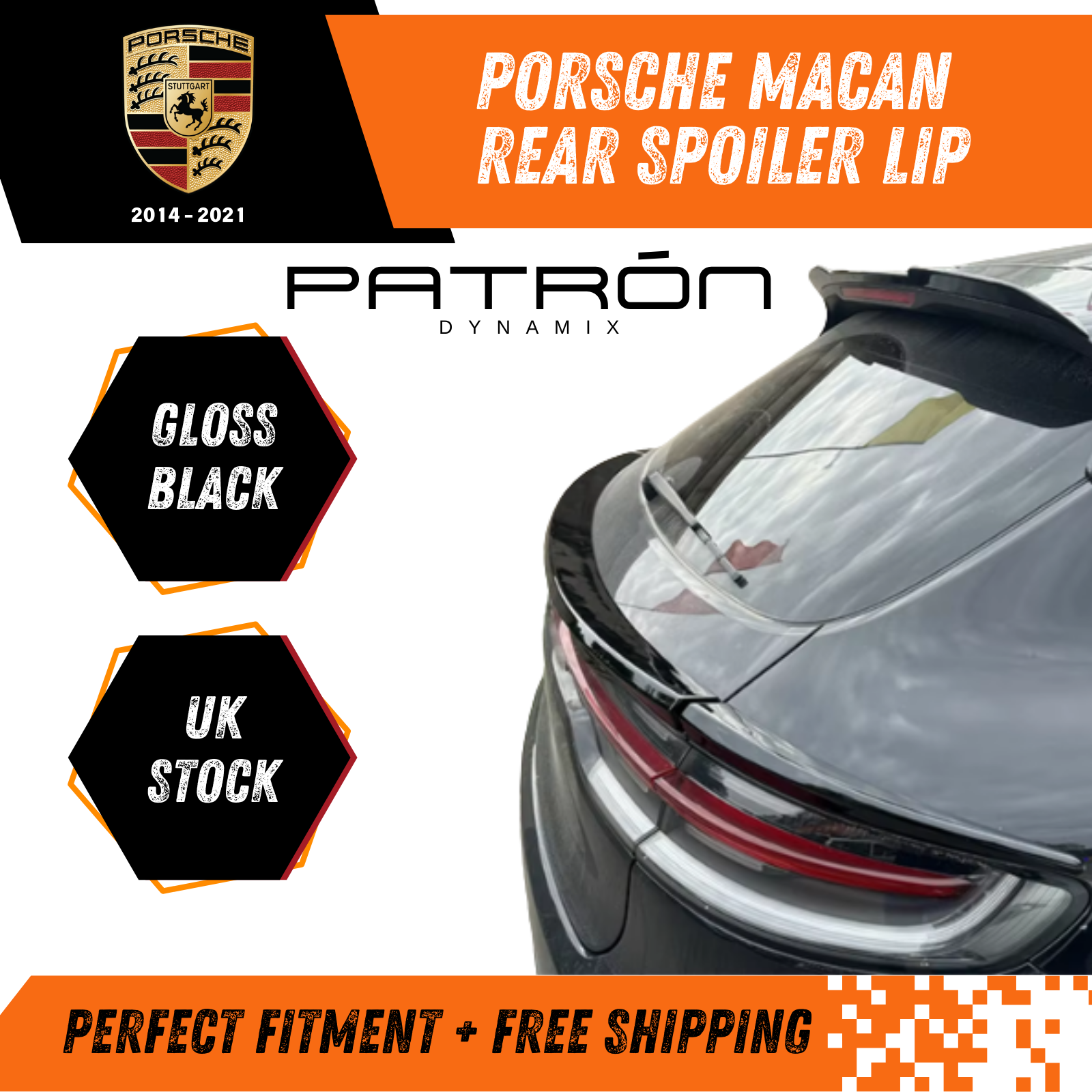 Porsche Macan Roof Spoiler Lip Body Kit 2014-2021 Gloss Black