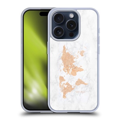 NATURE MAGICK ROSE GOLD WORLD MAP ON MARBLE GEL CASE FOR APPLE iPHONE PHONES