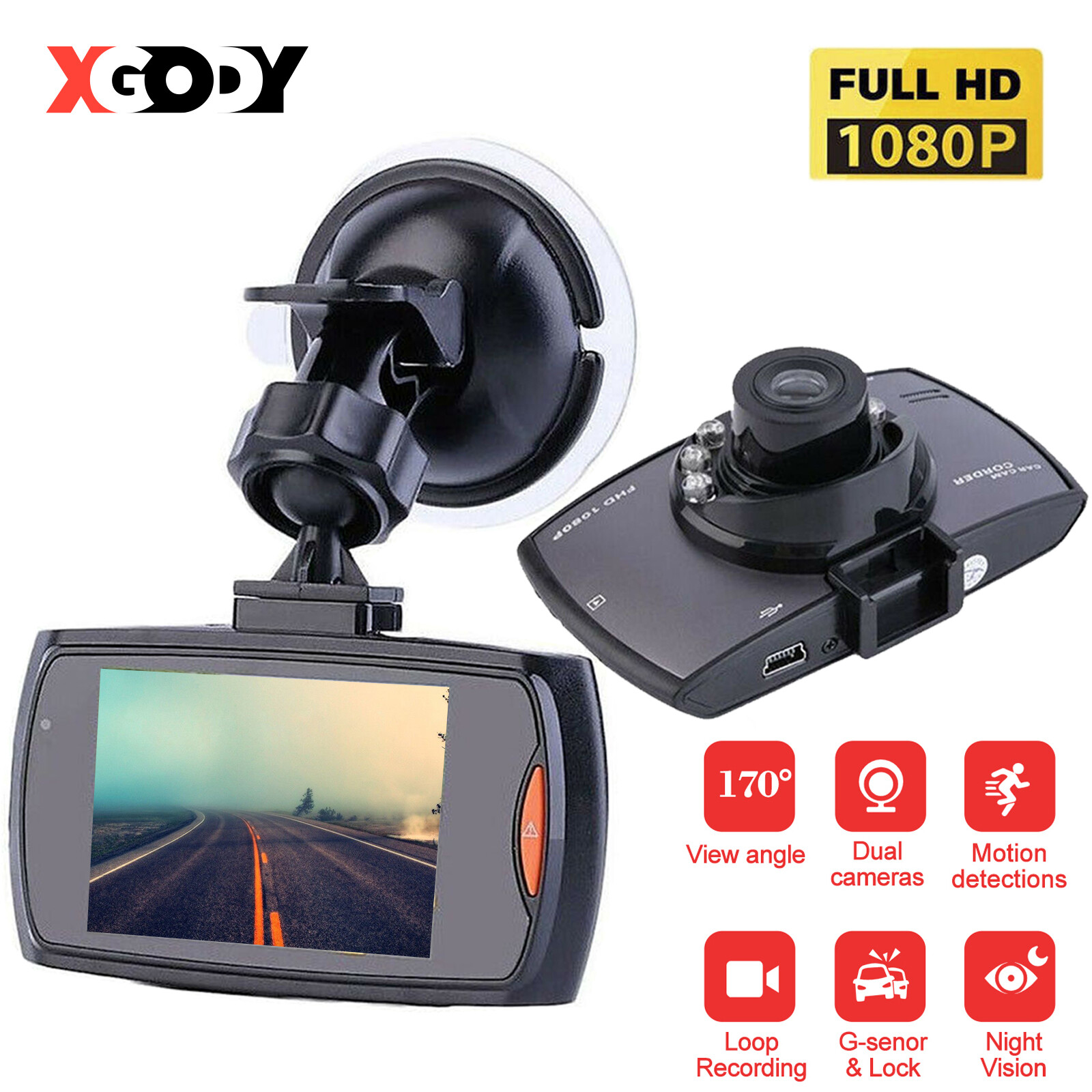 1080P Full HD Dash Cam Camcorder Night Vision Car DVR Dashboard Camera Recorder