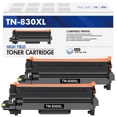2PK TN830XL Toner Cartridges for For Brother HL-L2405W MFC-L2760DW MFC-L2820DW