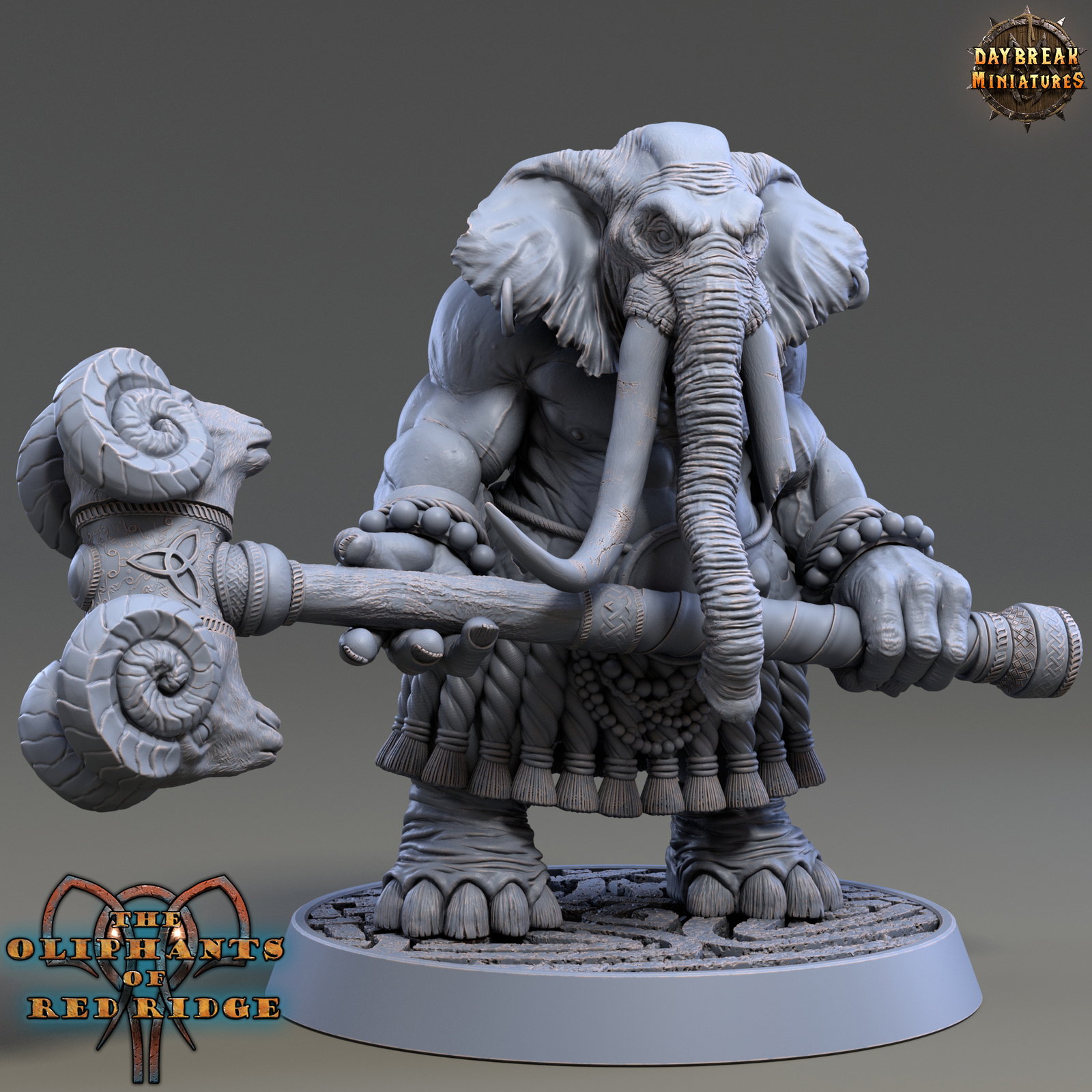 Elephant Man Plaaka, D&D Wargaming Fantasy Beastmen Elephant Folk Miniature 32mm