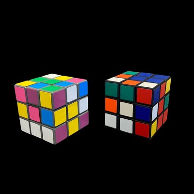 Lot Of (2) Vintage 80s Rubix Cube To Puzzle Brain Teaser 2.25 Original