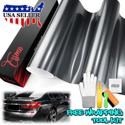ESSMO PET Super Gloss Metallic Charcoal Gray Vehicle Vinyl Wrap Decal Like Paint