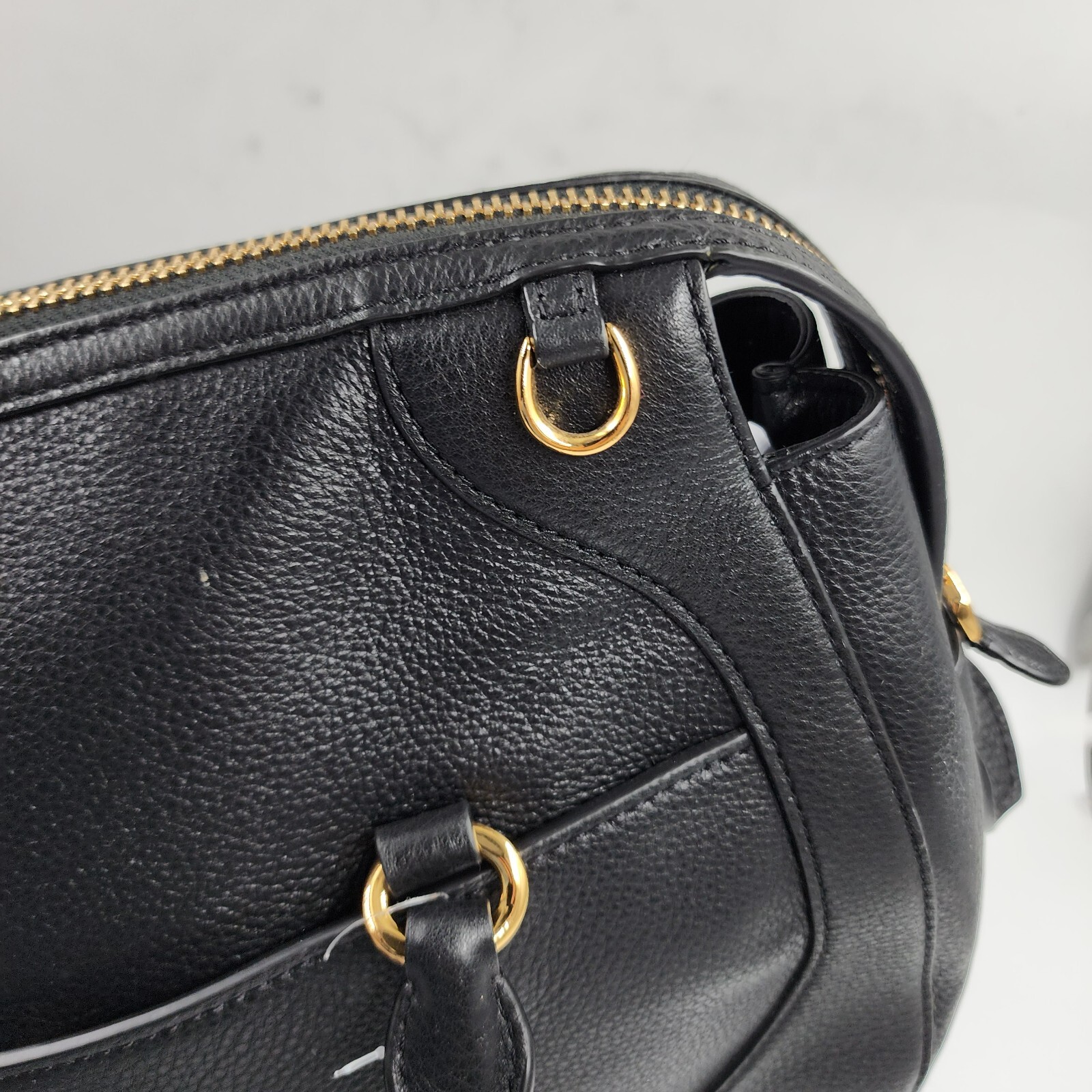 Lauren Ralph Lauren Stonegate Leather Satchel Women's Black Zip Top Closure - Picture 20 of 23