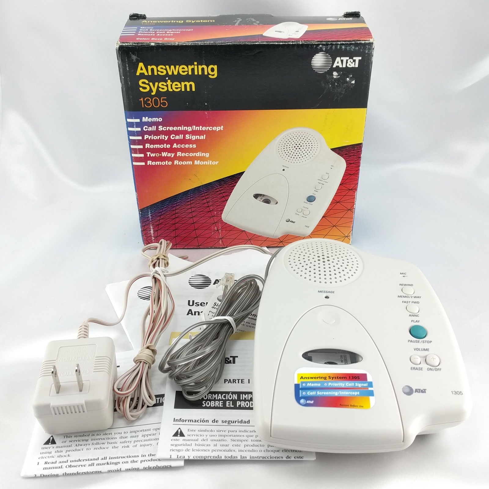 AT&T 1305 Answering Machine w/ Two-Way Recording Remote Access