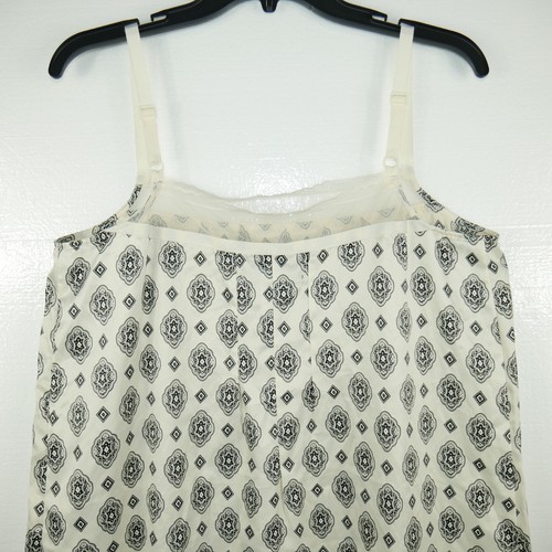 APOSTROPHE SATIN LINGERIE TEDDY BABY-DOLL NIGHT GOWN IVORY BLACK WOMENS SZ M