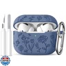DGege for AirPods Pro 2nd/1st Case with Cleaner Kit,Cute Rose Flower Engraved Soft Silicone Protective Compatible with Apple AirPods Pro 2/Airpod Pro Cover with Keychain,Front LED Visible,Bluegrey