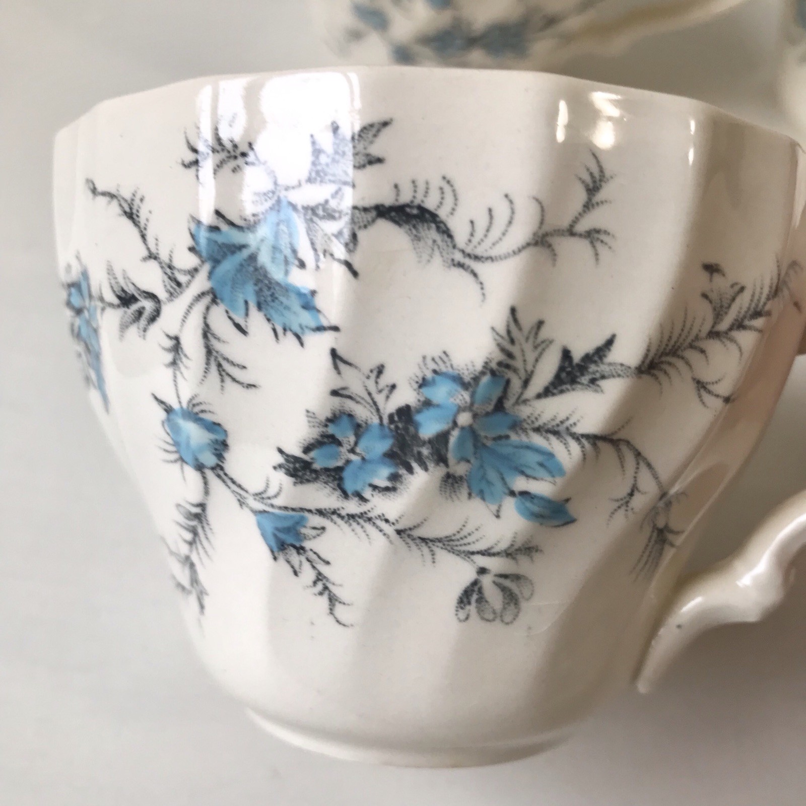 Vintage Myott Staffordshire Ware Tea Cups Forget Me Not Pattern England Set of 4