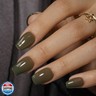 KQueenest Olive Green Press On Nails Short Coffin - Acrylic Press On Nails with Glue, Ballerina Medium Short Fake Nails Press ons, Glossy Opaque, Reusable Soft Gel Glue on Nails for Women, 30 Pcs