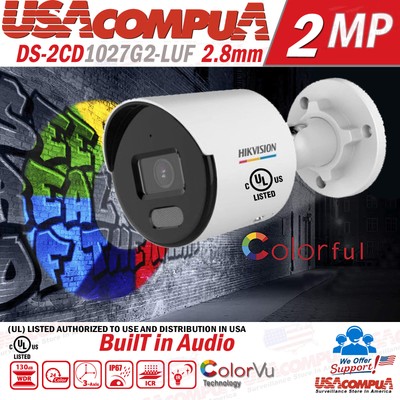 Hikvision 8CH 8K ColorVu  Security Camera System W/2MP Turret Built in Audio Lot