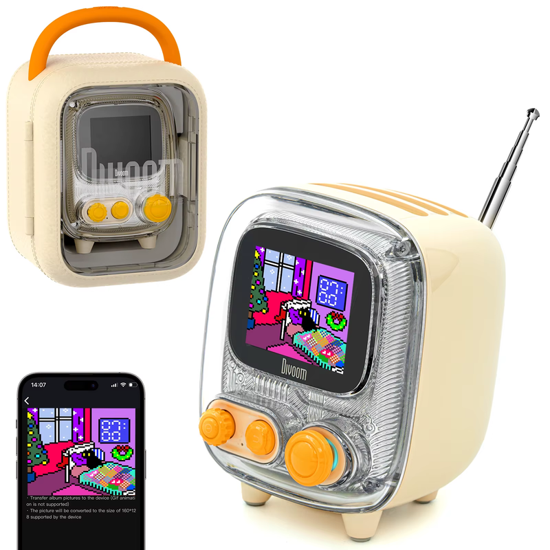 T-tiivoo-2 mini Portable FM Bluetooth Speaker Pixel Art Alarm Clock DIY Display